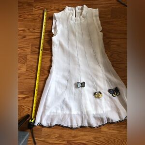 Charming White Kids Dress with Butterfly Accents